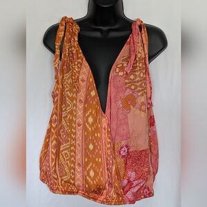 NWT Women's Free People Tied To‎ You Tank | Lemonade Combo| Orange & Pink| Sz L